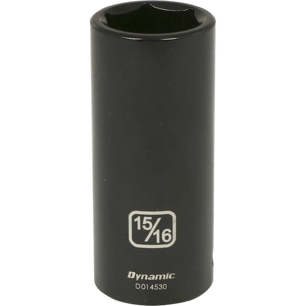 1/2" Drive Deep Socket, Black Phosphate, Tools 1/2" Drive 6 Point SAE, 15/16" Deep Length